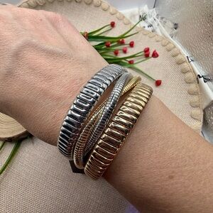 Elegant Silver and Gold Bracelet Set 316 L